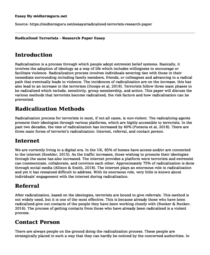 Radicalized Terrorists - Research Paper