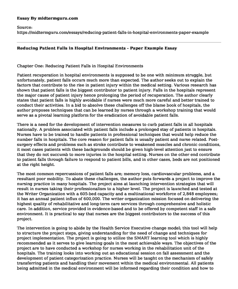 Reducing Patient Falls in Hospital Environments - Paper Example