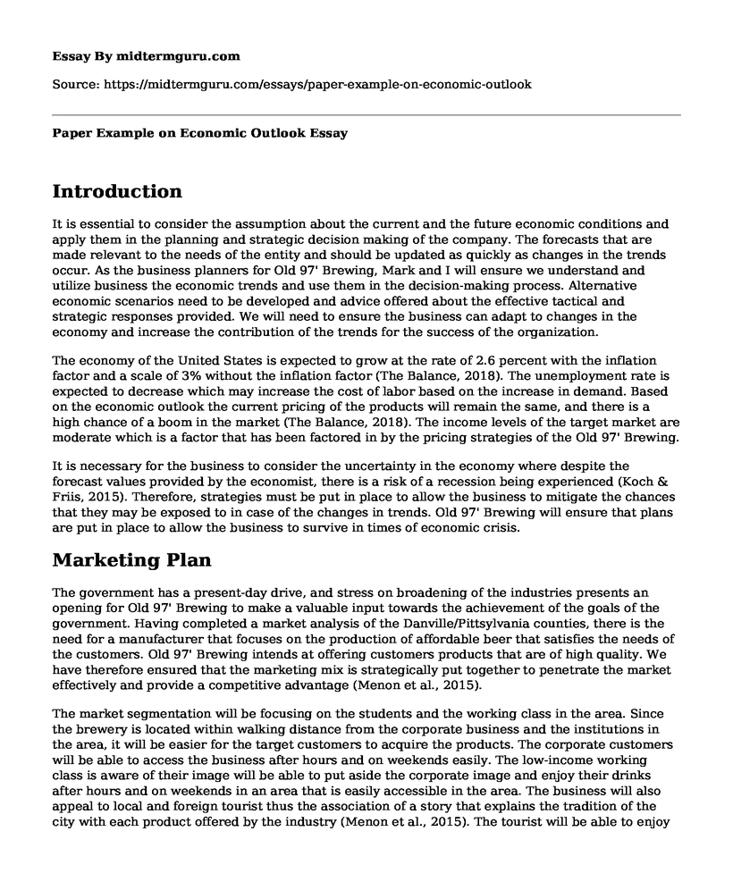 Paper Example on Economic Outlook