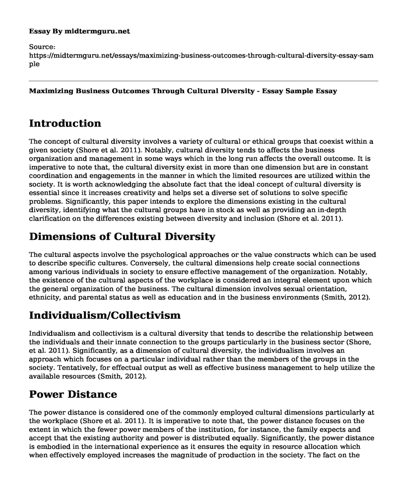 Maximizing Business Outcomes Through Cultural Diversity - Essay Sample