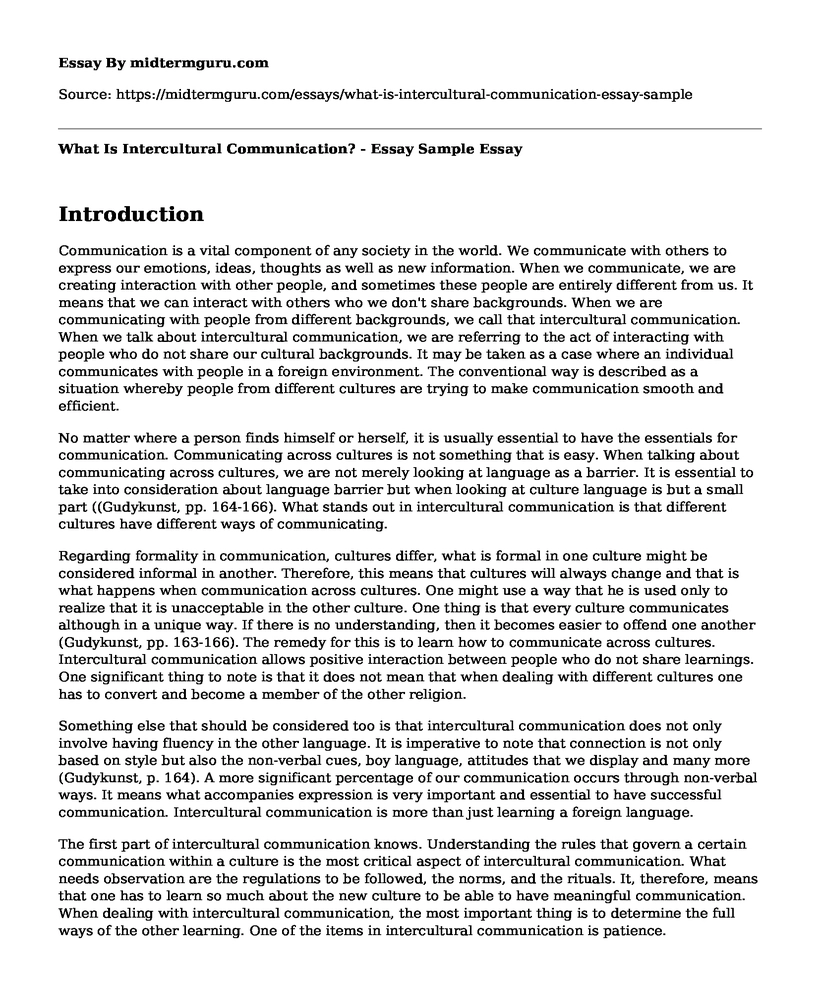 What Is Intercultural Communication? - Essay Sample