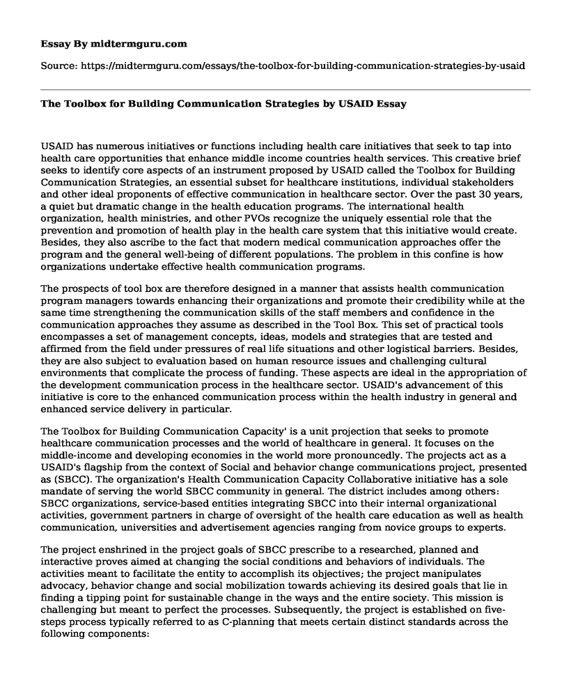 The Toolbox for Building Communication Strategies by USAID 