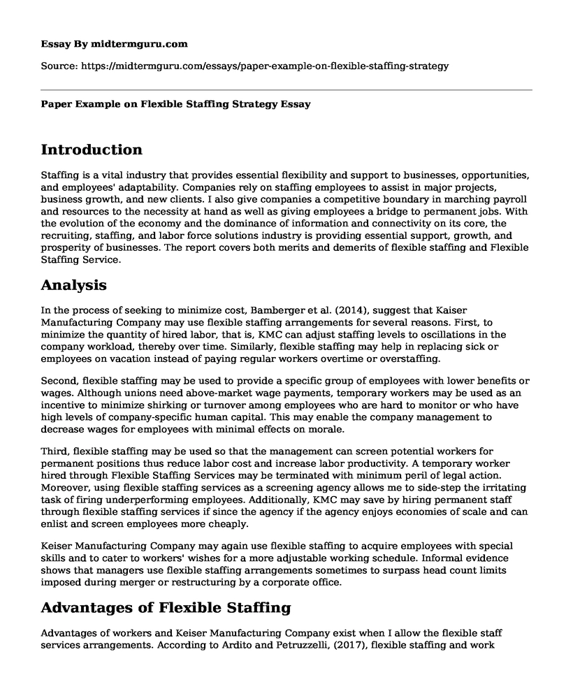 Paper Example on Flexible Staffing Strategy