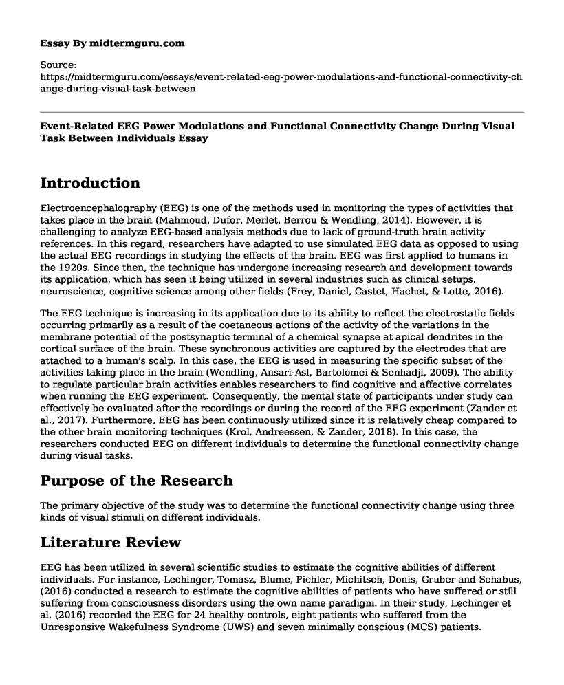 Event-Related EEG Power Modulations and Functional Connectivity Change During Visual Task Between Individuals