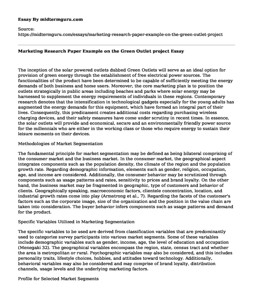 Marketing Research Paper Example on the Green Outlet project