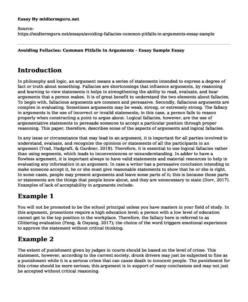 Avoiding Fallacies: Common Pitfalls in Arguments - Essay Sample