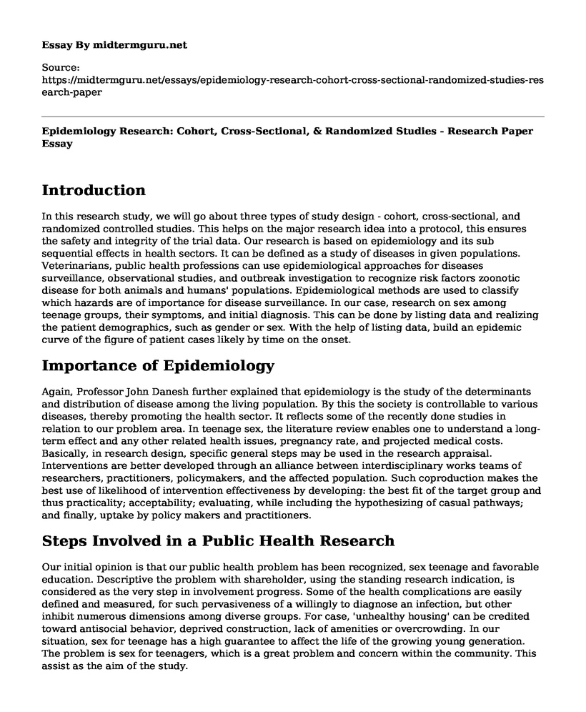 Epidemiology Research: Cohort, Cross-Sectional, & Randomized Studies - Research Paper