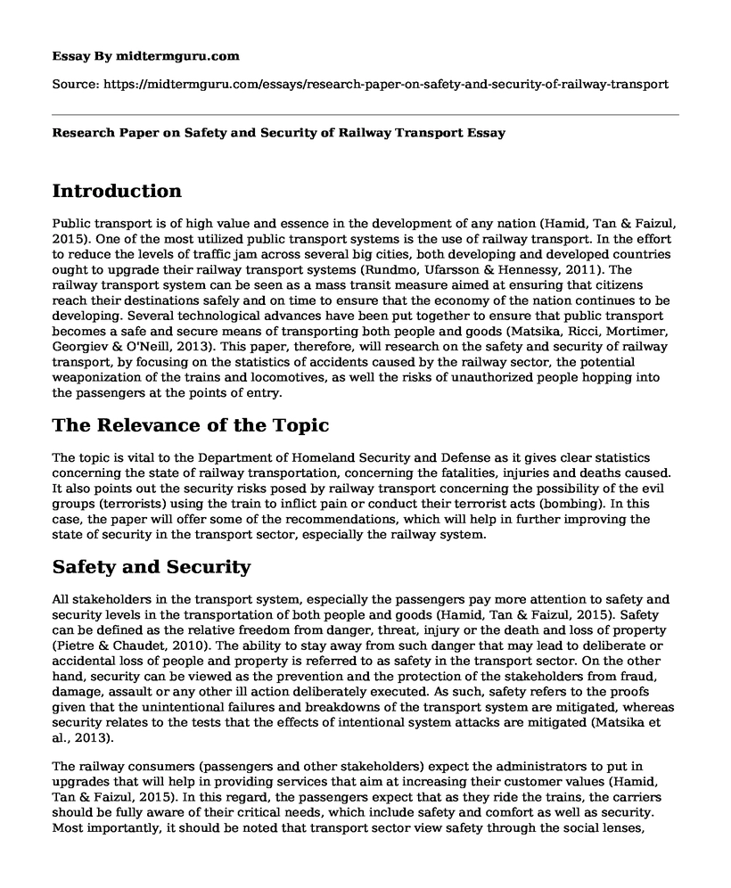 Research Paper on Safety and Security of Railway Transport