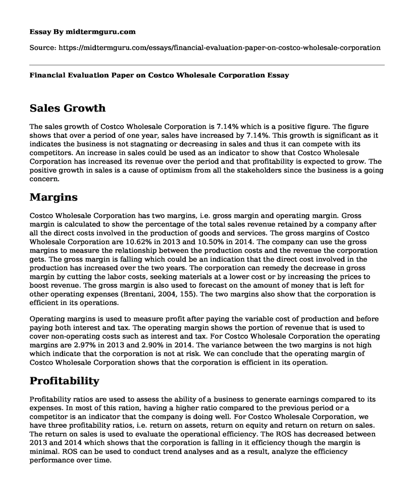 Financial Evaluation Paper on Costco Wholesale Corporation 