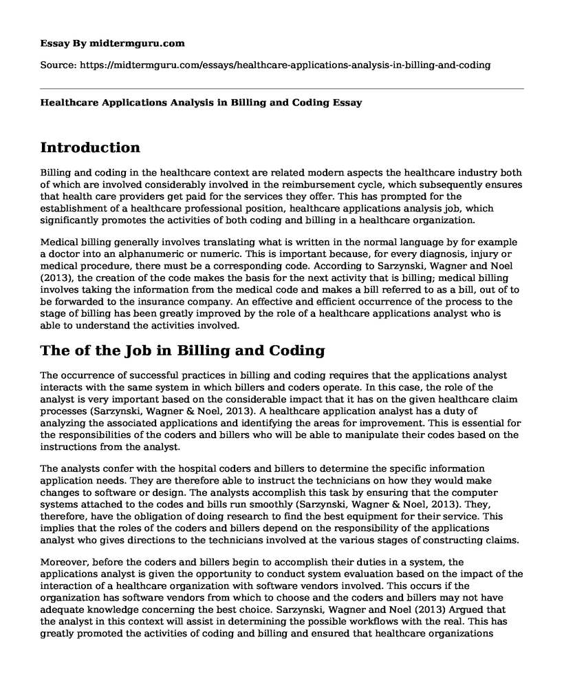 Healthcare Applications Analysis in Billing and Coding