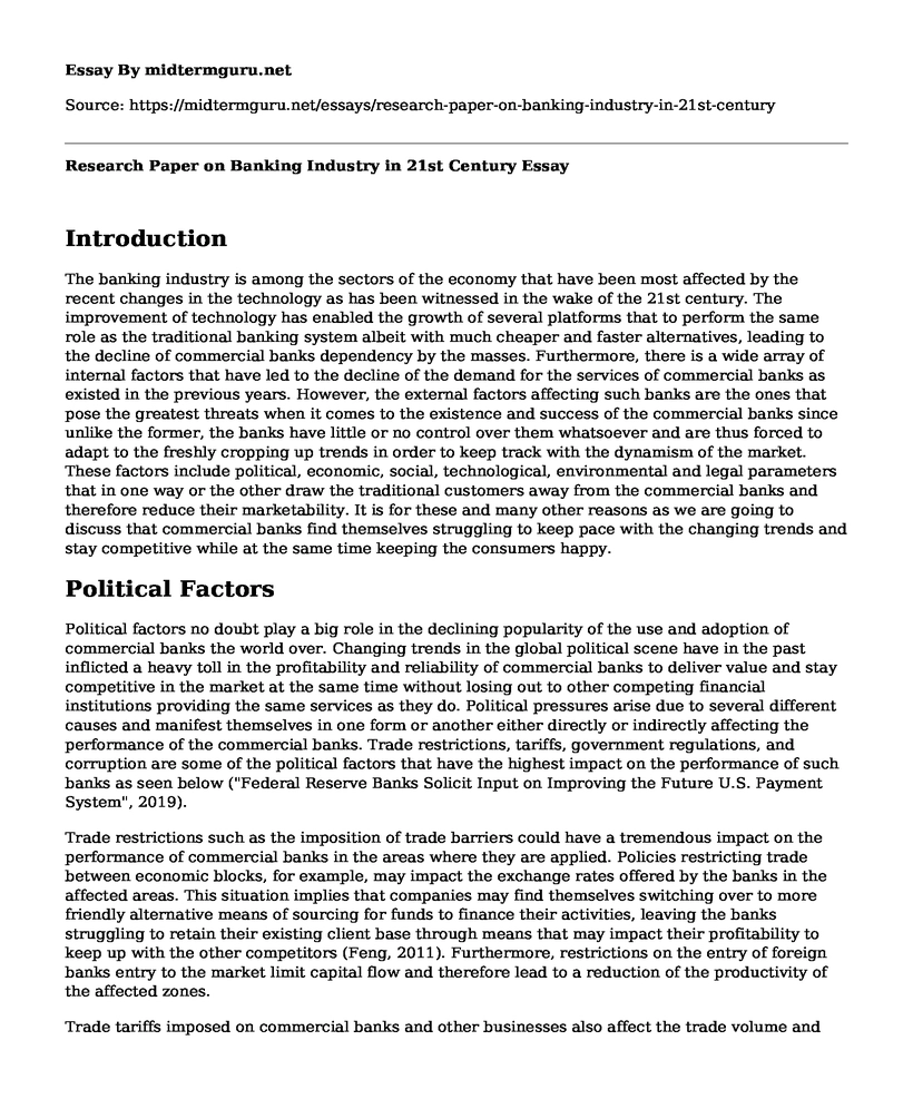 Research Paper on Banking Industry in 21st Century