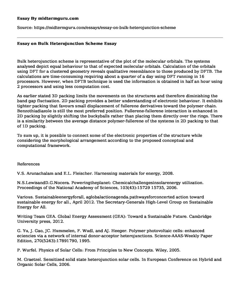 Essay on Bulk Heterojunction Scheme