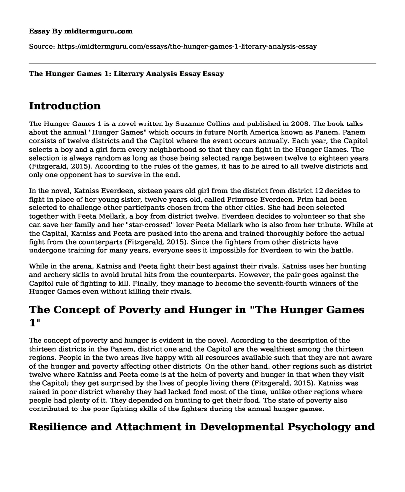 The Hunger Games 1: Literary Analysis Essay