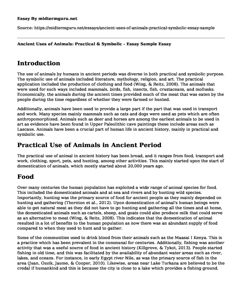 Ancient Uses of Animals: Practical & Symbolic - Essay Sample