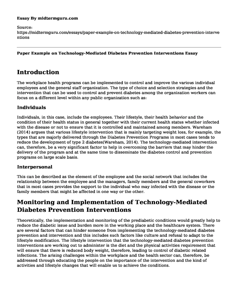 Paper Example on Technology-Mediated Diabetes Prevention Interventions