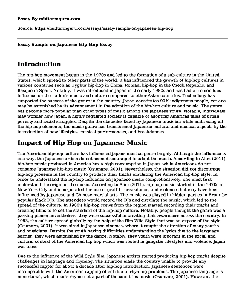 Essay Sample on Japanese Hip-Hop