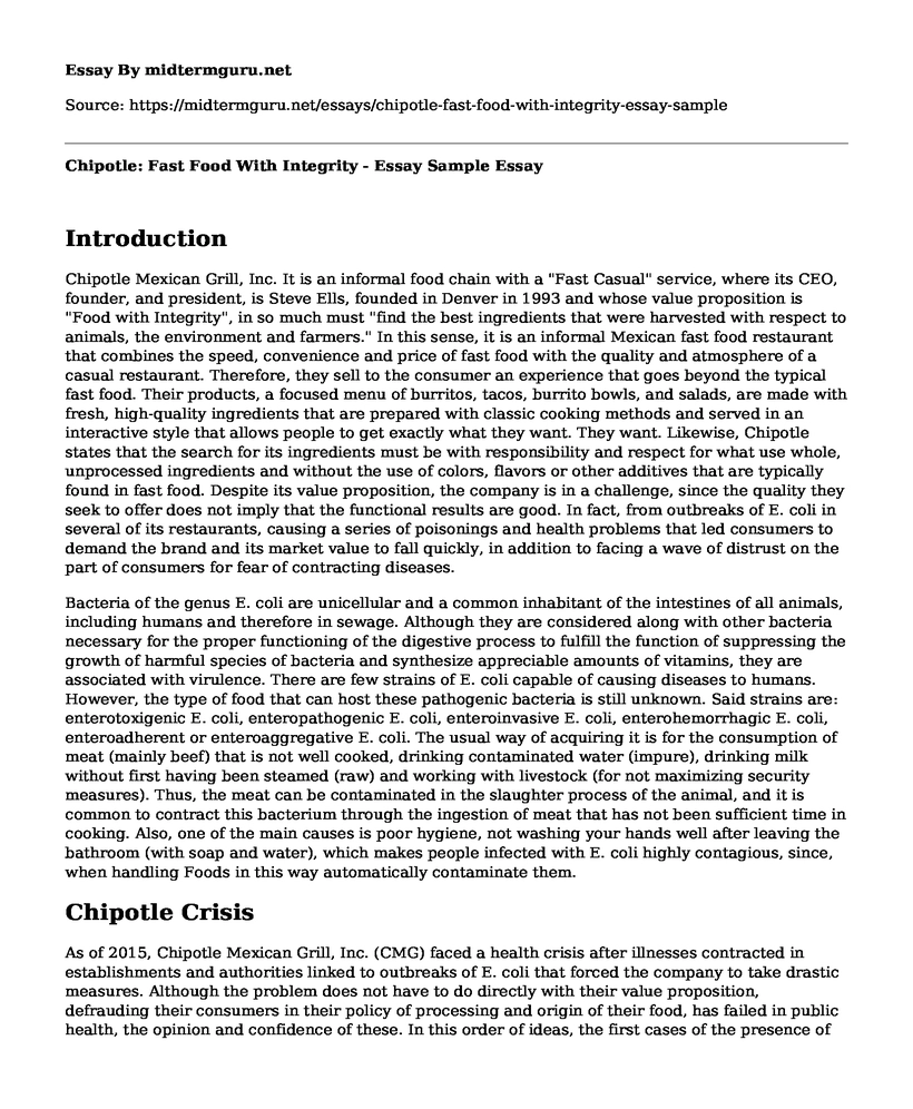 Chipotle: Fast Food With Integrity - Essay Sample