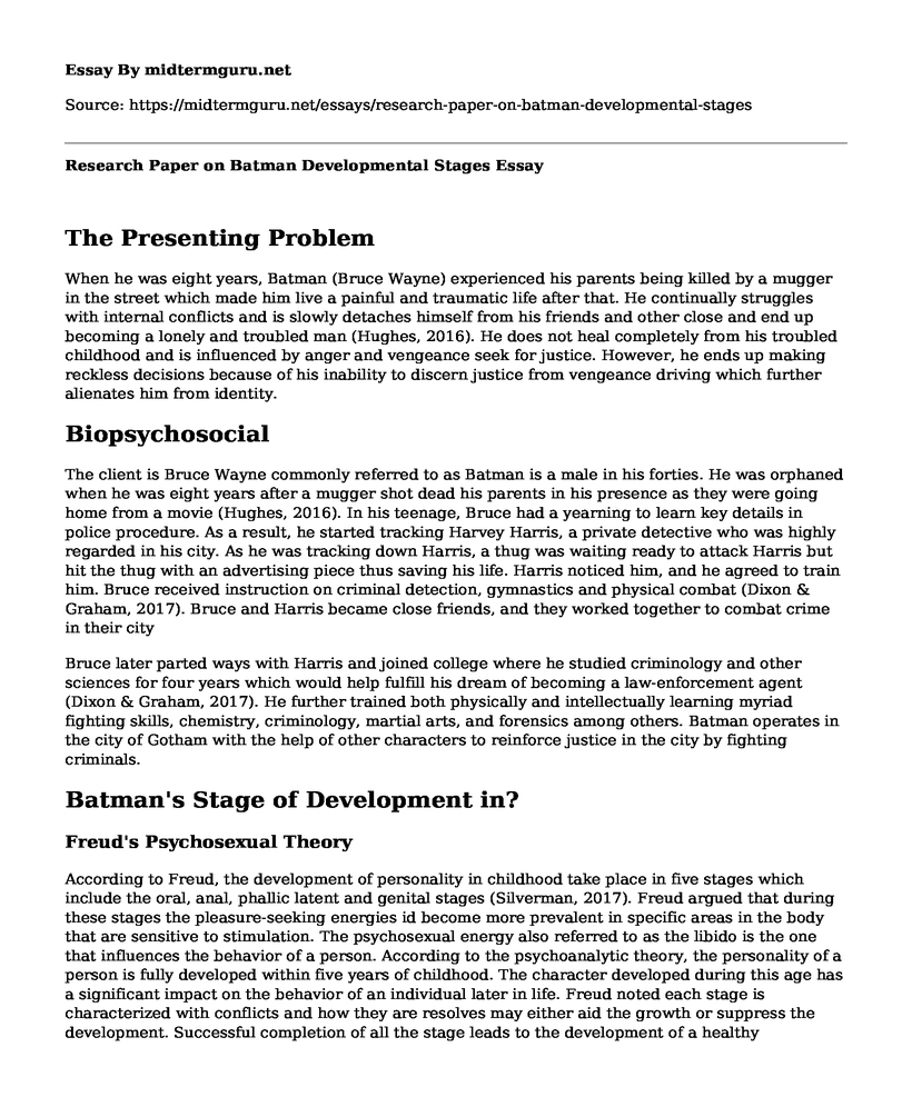 Research Paper on Batman Developmental Stages