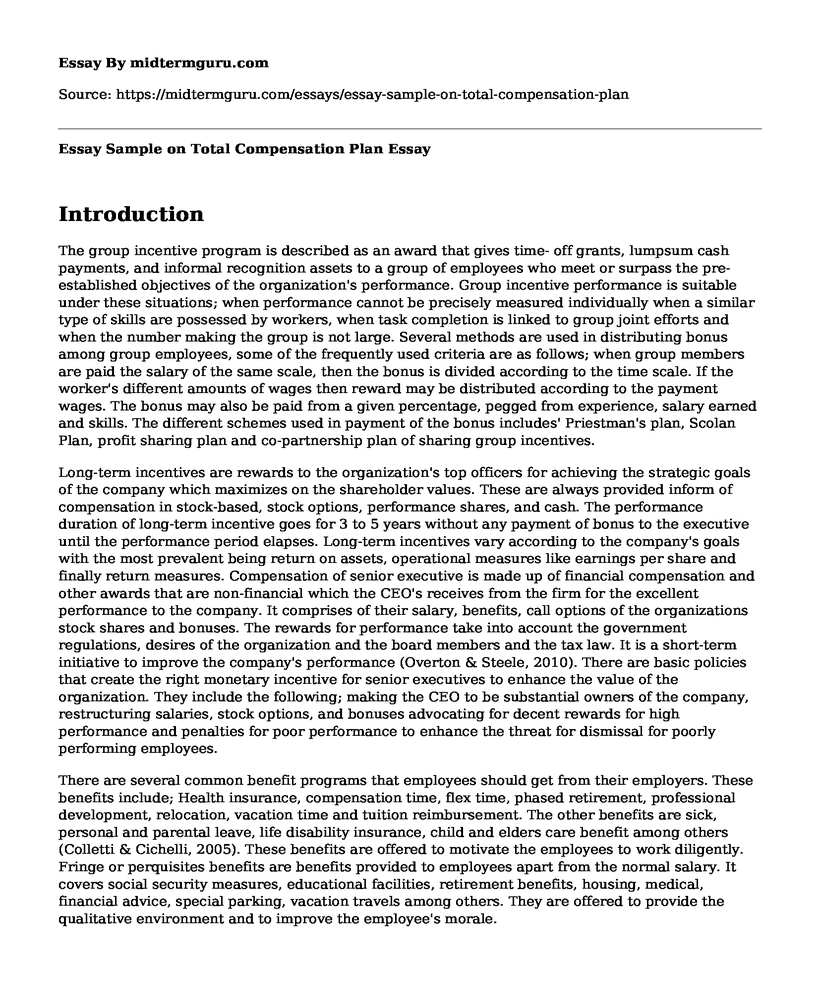 term paper on compensation management