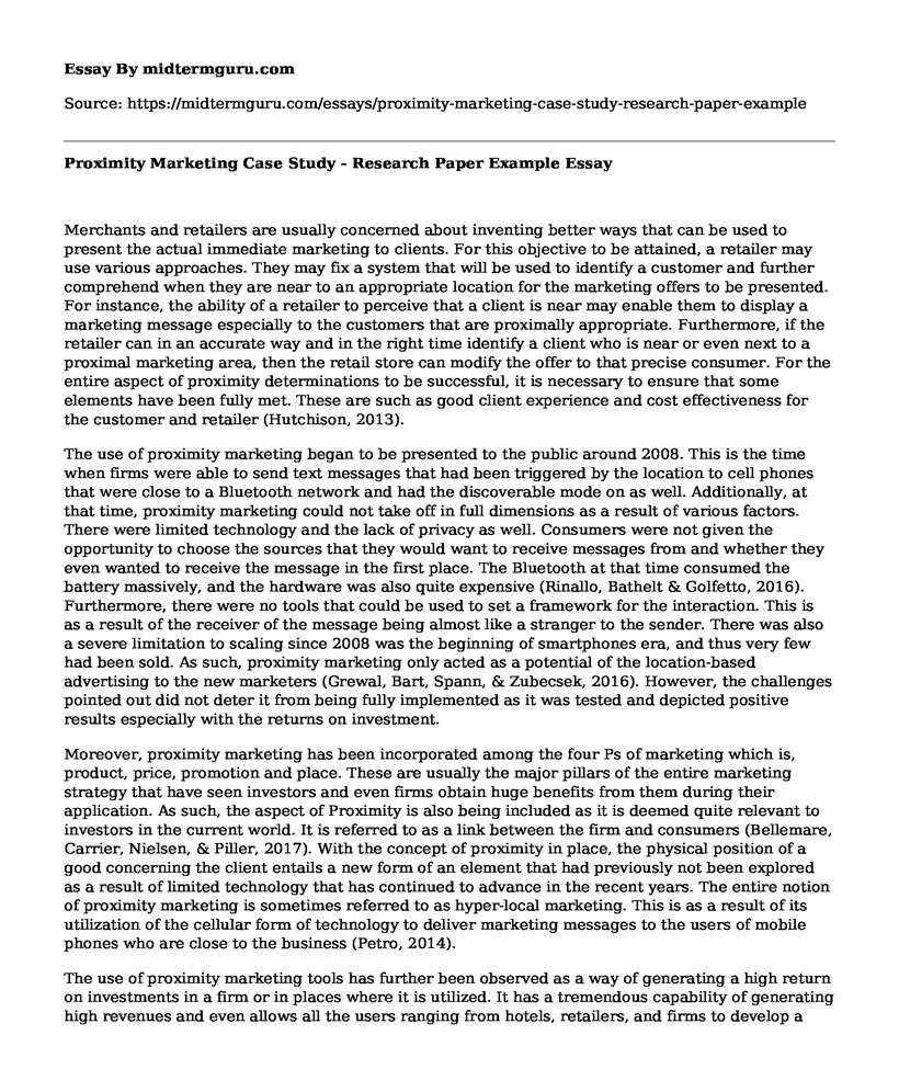 Proximity Marketing Case Study - Research Paper Example