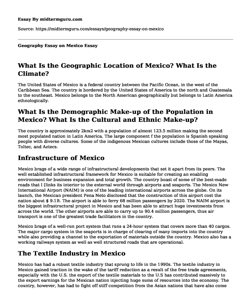 Geography Essay on Mexico