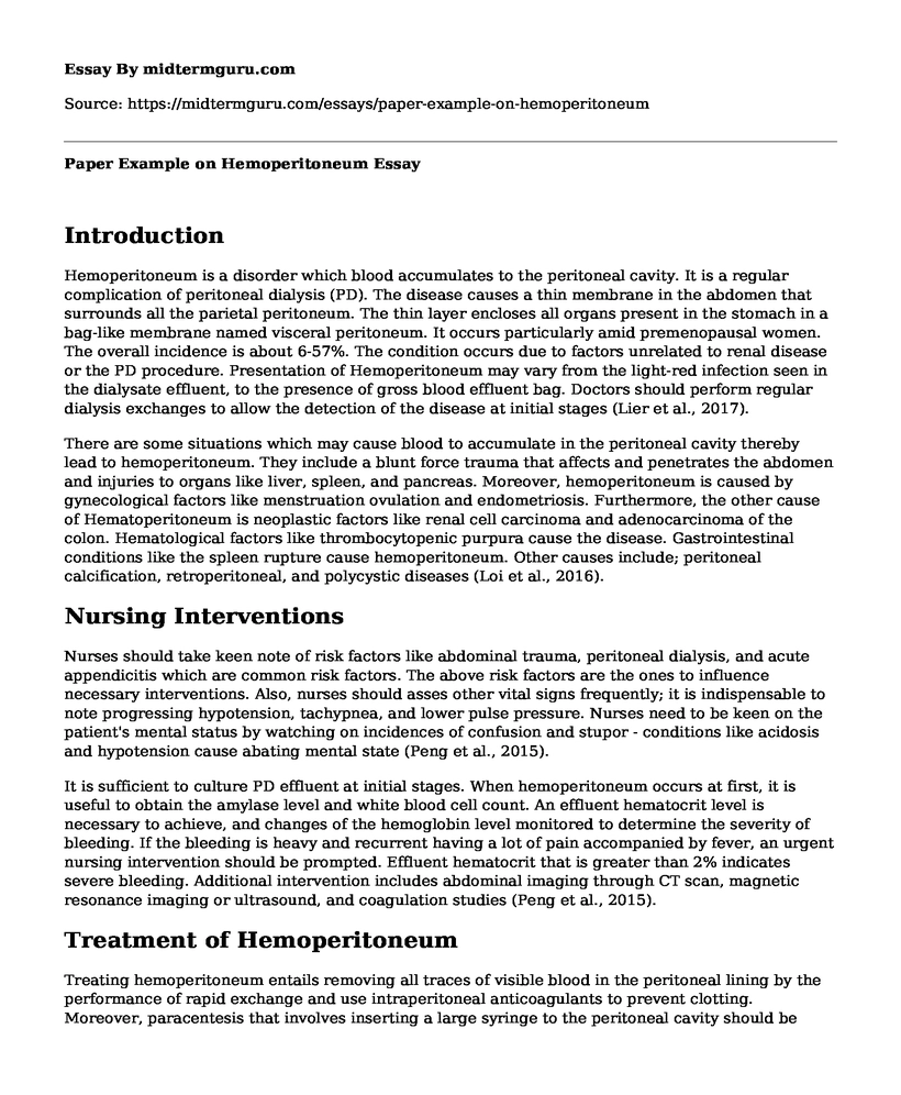 Paper Example on Hemoperitoneum 