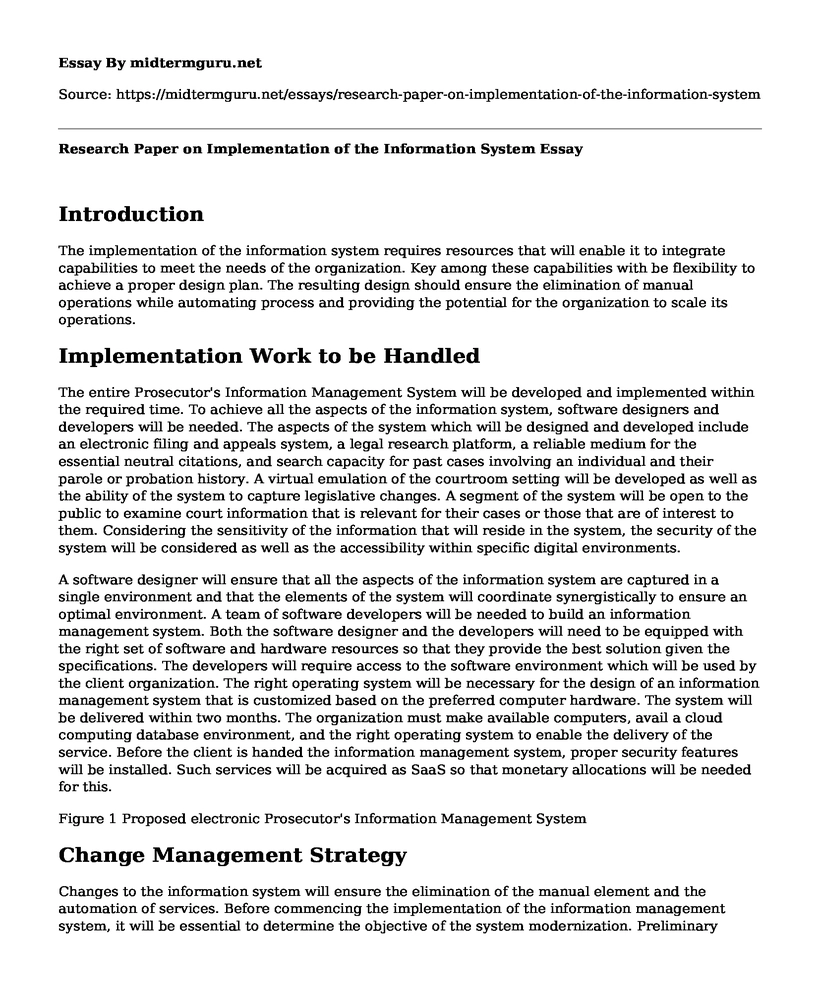 Research Paper on Implementation of the Information System