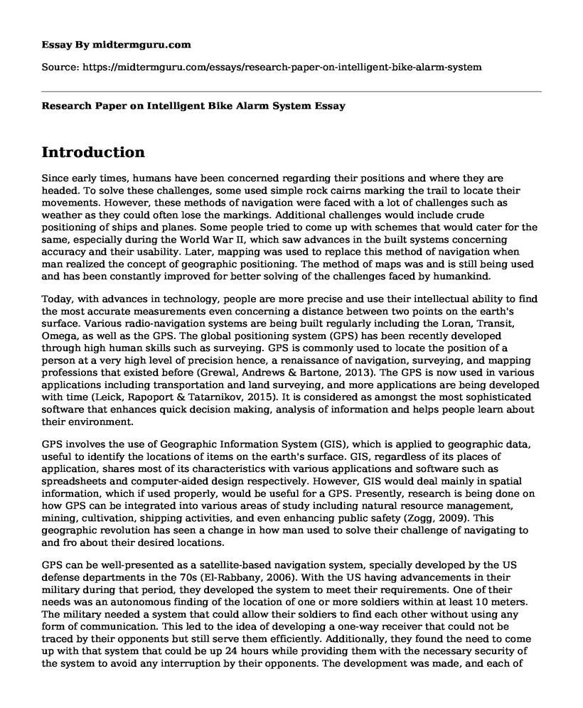 Research Paper on Intelligent Bike Alarm System