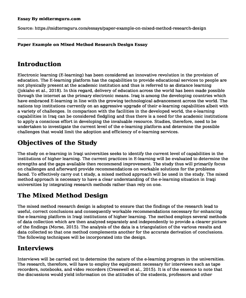Paper Example on Mixed Method Research Design