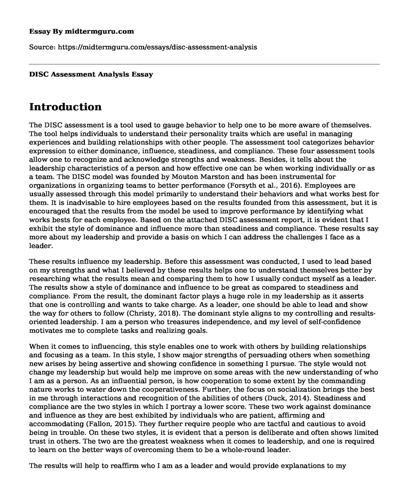 DISC Assessment Analysis