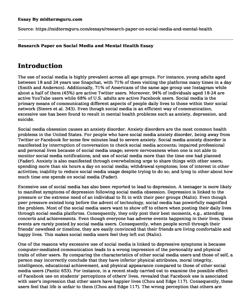 Research Paper on Social Media and Mental Health