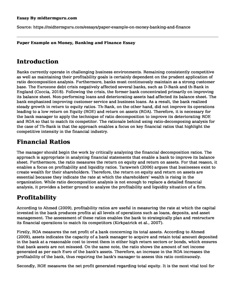 Paper Example on Money, Banking and Finance