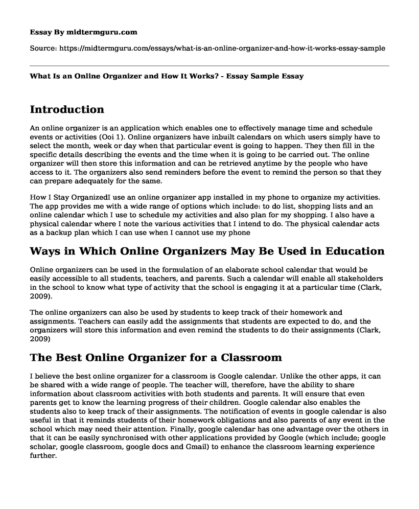 What Is an Online Organizer and How It Works? - Essay Sample