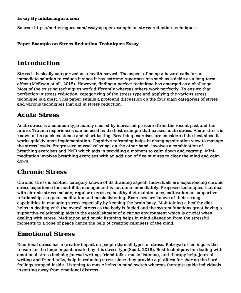 Paper Example on Stress Reduction Techniques