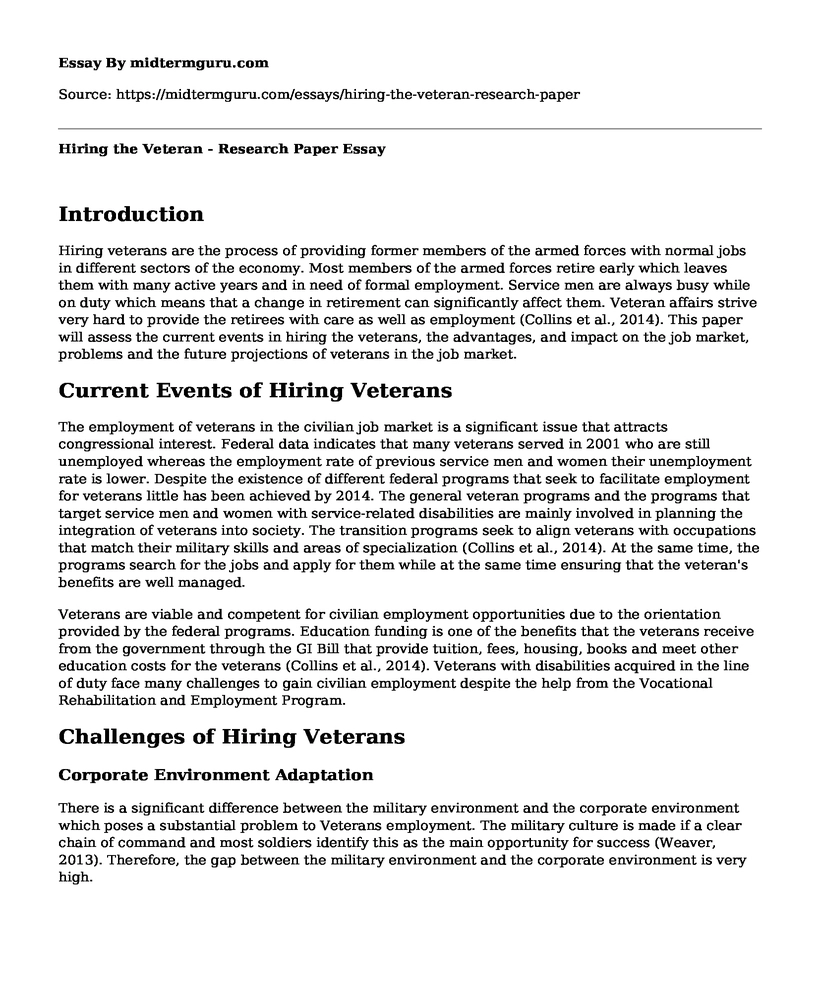 Hiring the Veteran - Research Paper