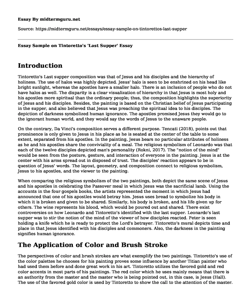 Essay Sample on Tintoretto's 'Last Supper'