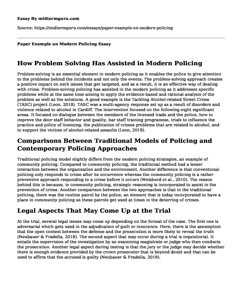 Paper Example on Modern Policing
