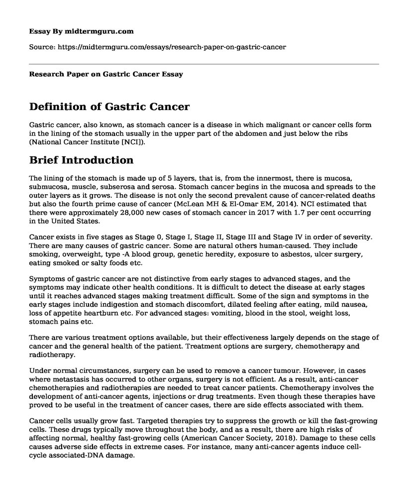Research Paper on Gastric Cancer