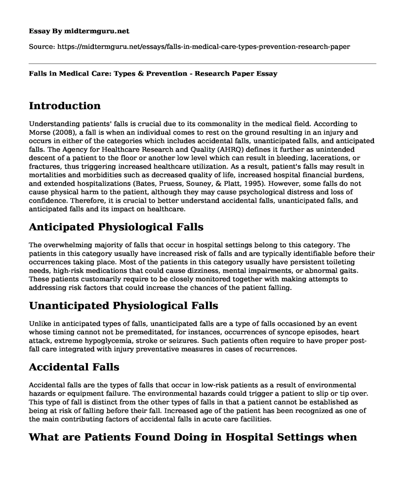 Falls in Medical Care: Types & Prevention - Research Paper