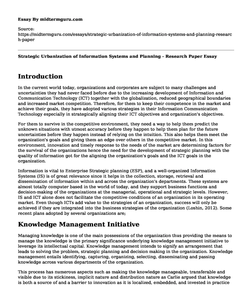 Strategic Urbanization of Information Systems and Planning - Research Paper