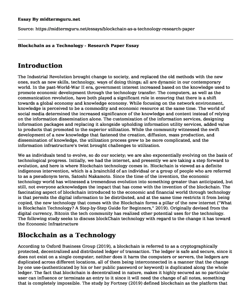 Blockchain as a Technology - Research Paper