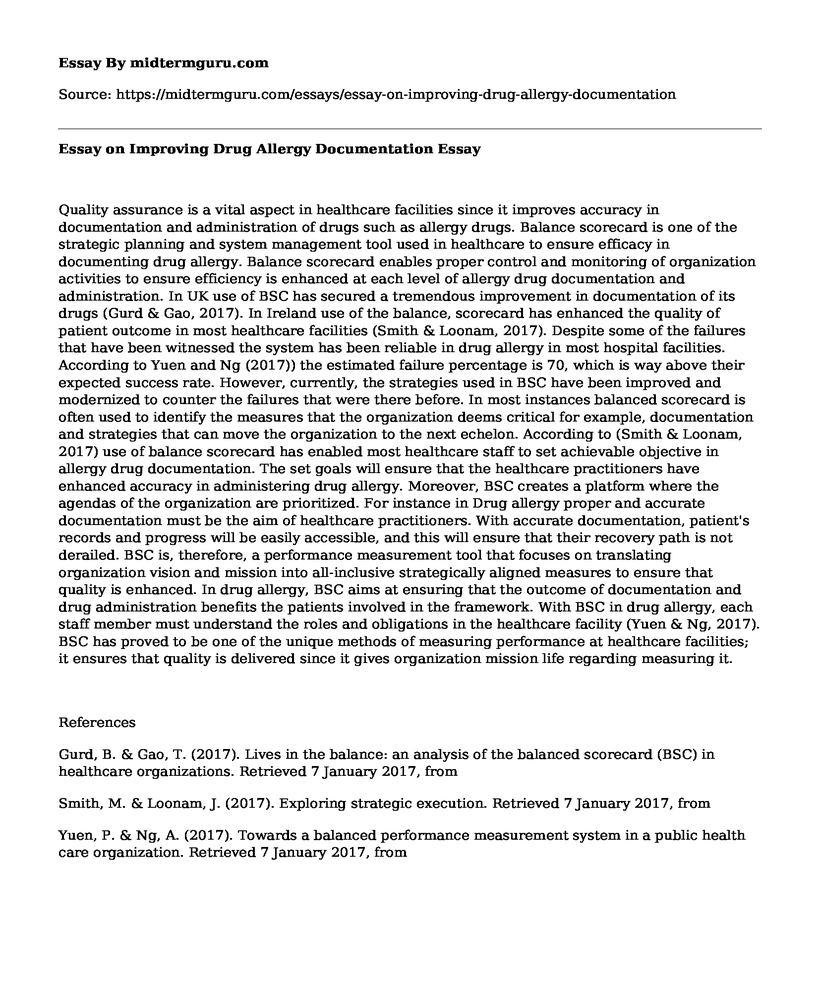 Essay on Improving Drug Allergy Documentation