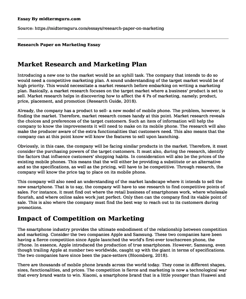 Research Paper on Marketing 