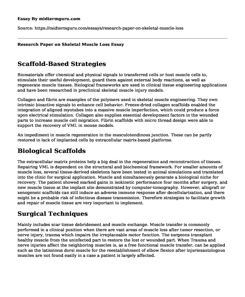 Research Paper on Skeletal Muscle Loss