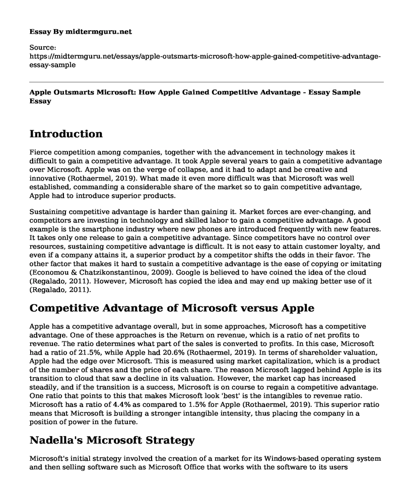 Apple Outsmarts Microsoft: How Apple Gained Competitive Advantage - Essay Sample