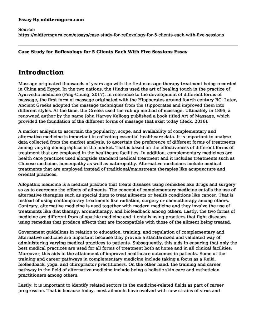 case study for reflexology example