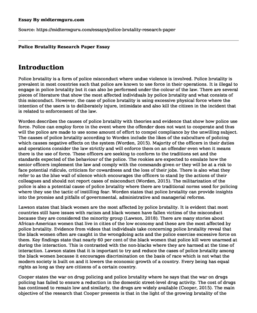 Police Brutality Research Paper