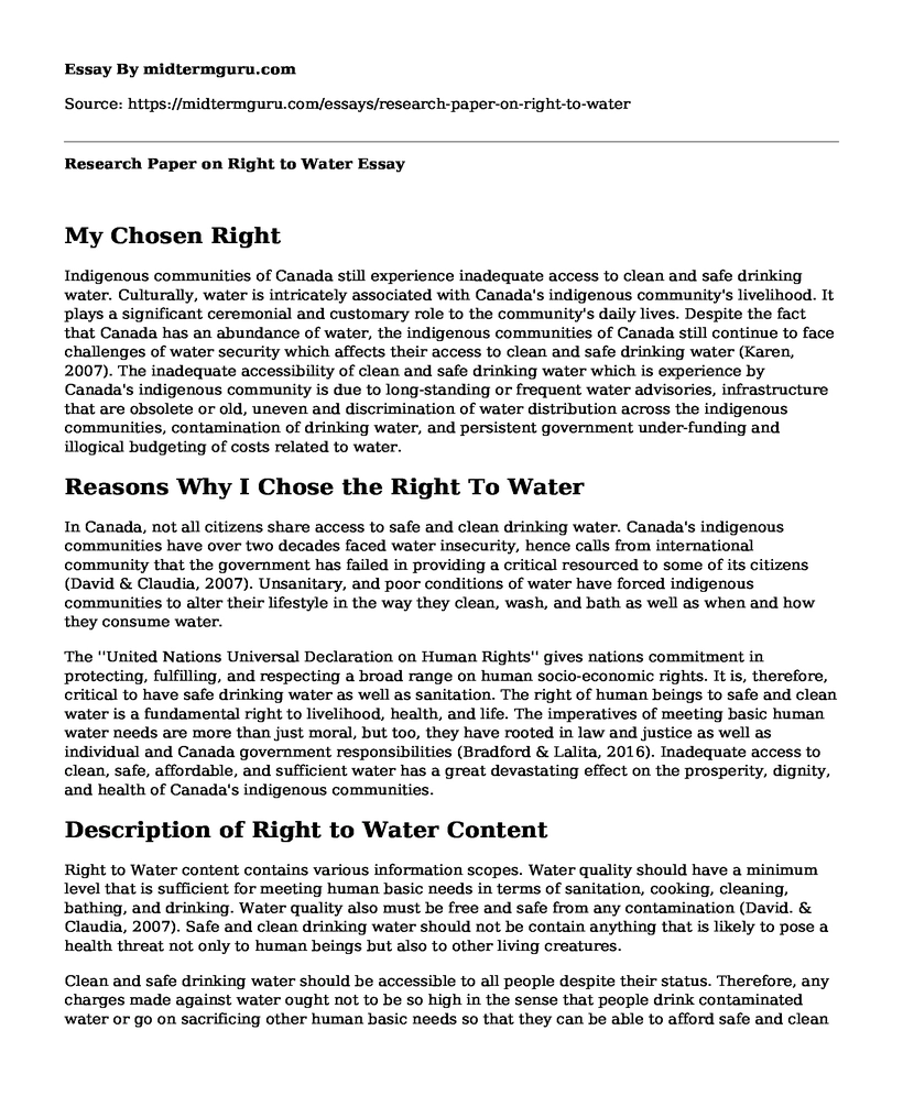 Research Paper on Right to Water