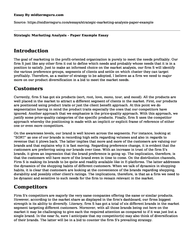 Strategic Marketing Analysis - Paper Example