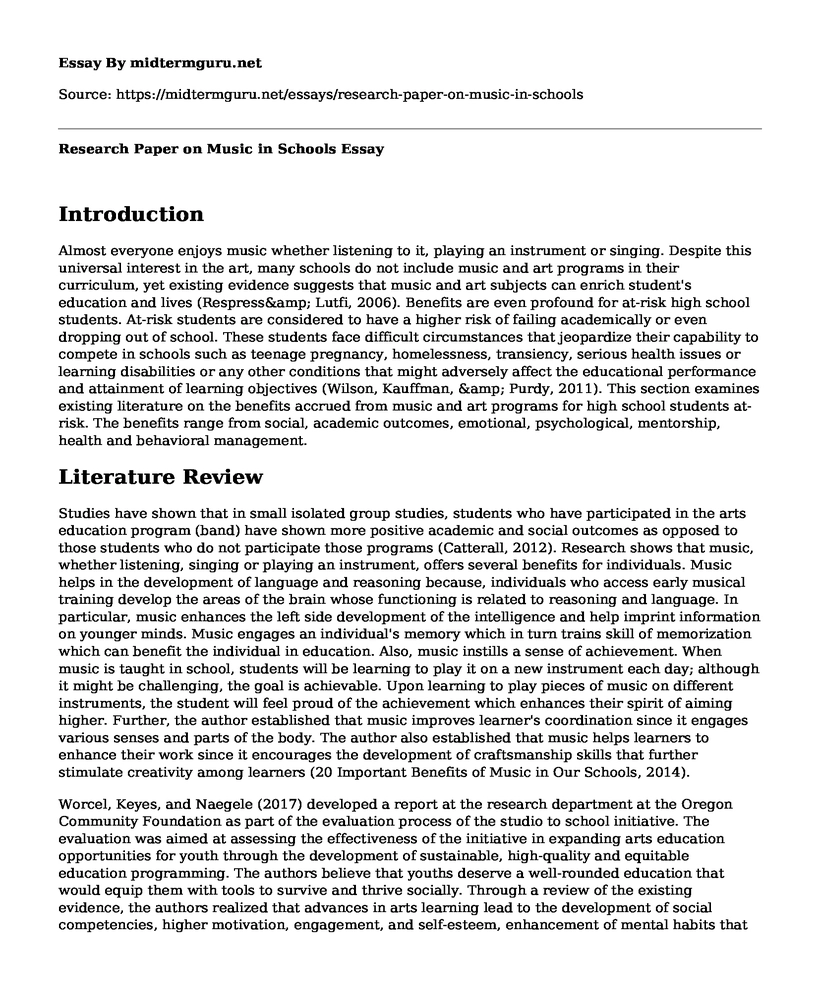 Research Paper on Music in Schools